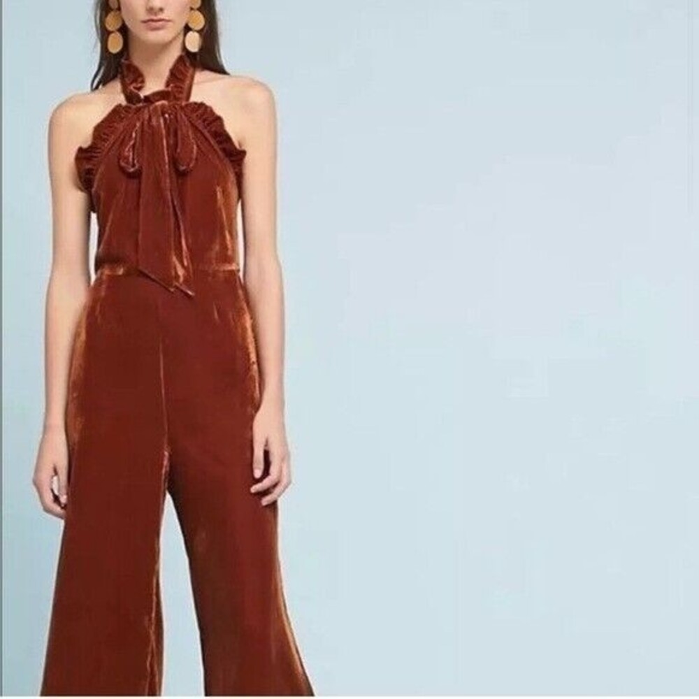 NWT Anthropologie Kristinis Velvet Halter Jumpsuit